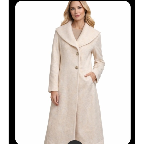 Cole Haan Jackets & Blazers - Cole Haan Womens Wool Alpaca Blend Coat Longline Collared Size L Beige‎